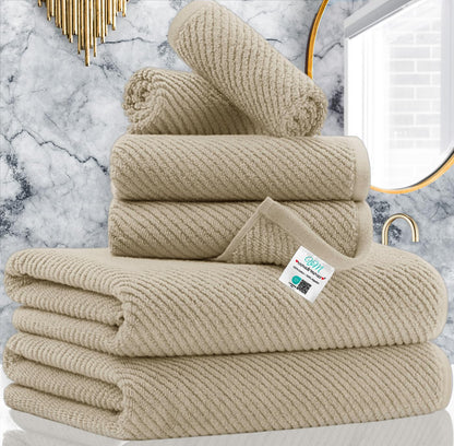 Cotton Bath Towel Set 6 Piece Soft Quick Dry Bathroom Towels Large Gift Set