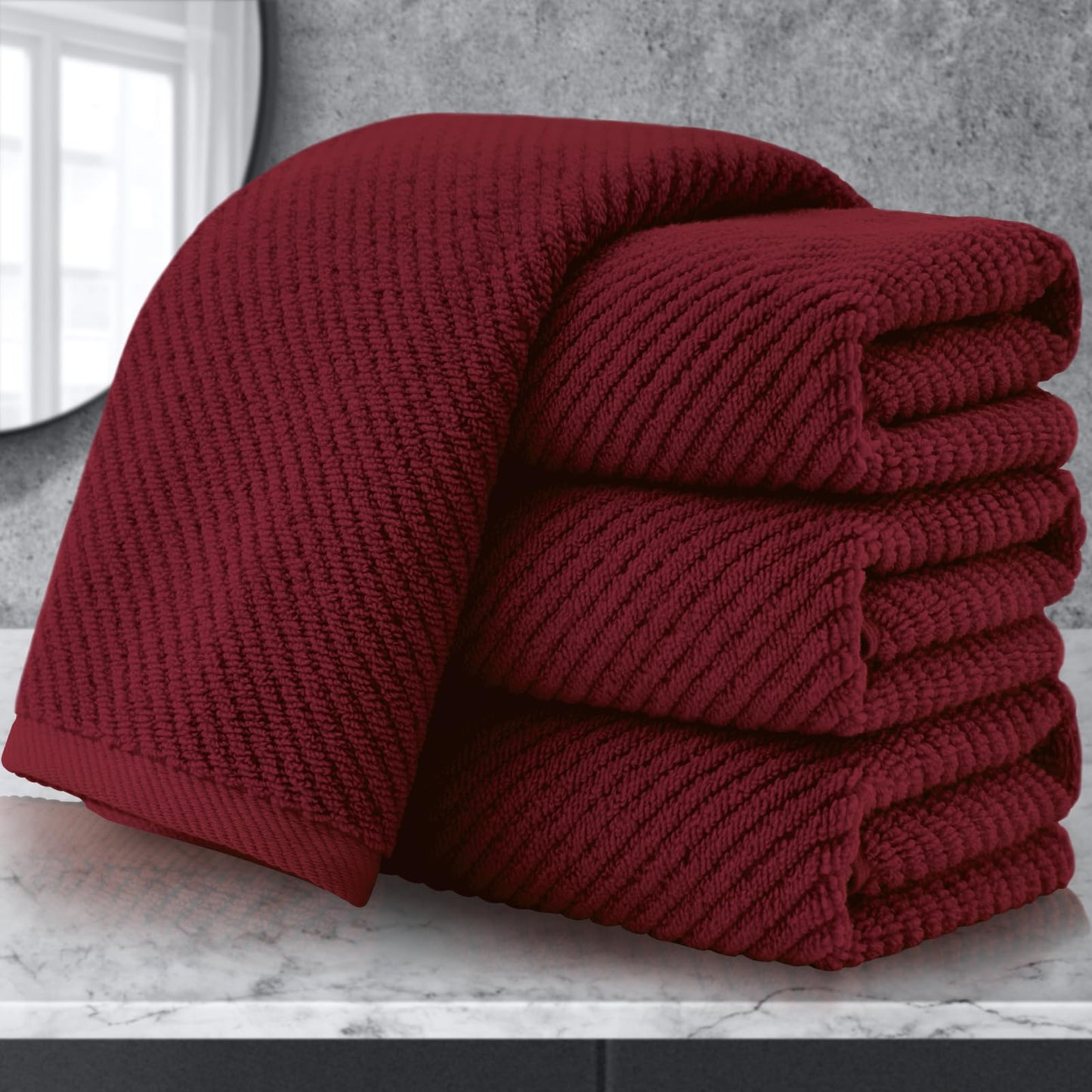 Cotton Bath Towel Set 6 Piece Soft Quick Dry Bathroom Towels Large Gift Set