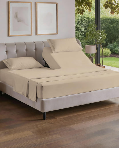 Cooling Sheet Set 4 Piece Ultra Soft Deep Pocket Breathable Bedding