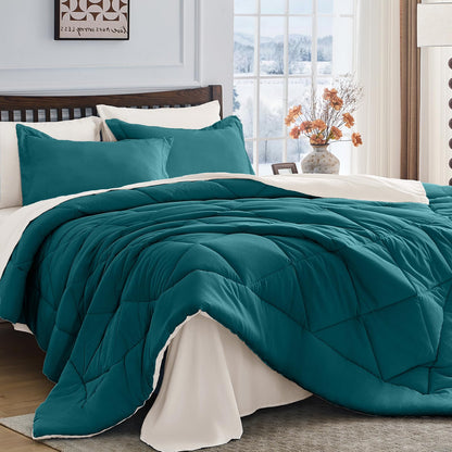 Comforter Set 7 Piece Bed in a Bag All Season Down Alternative Bedding