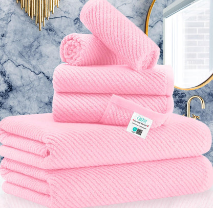 Cotton Bath Towel Set 6 Piece Soft Quick Dry Bathroom Towels Large Gift Set