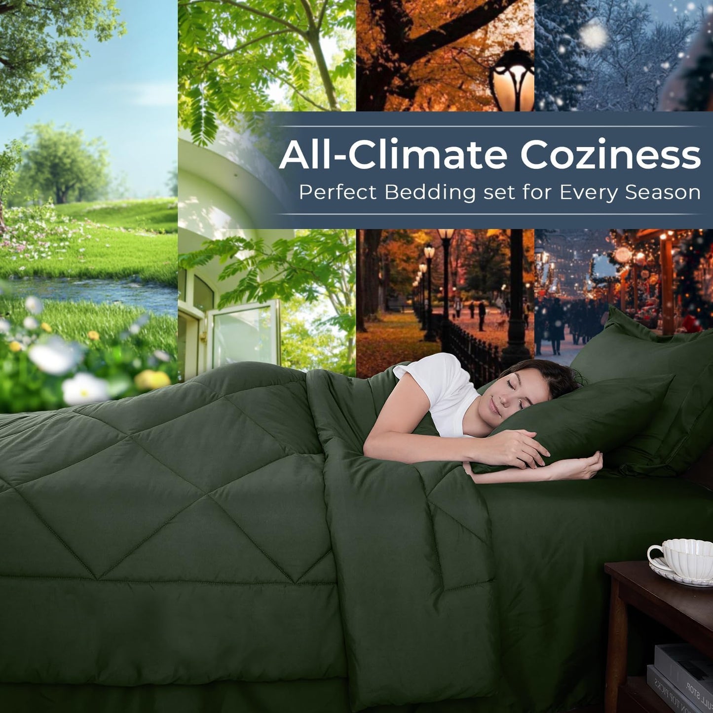 Comforter Set 7 Piece Bed in a Bag All Season Down Alternative Bedding