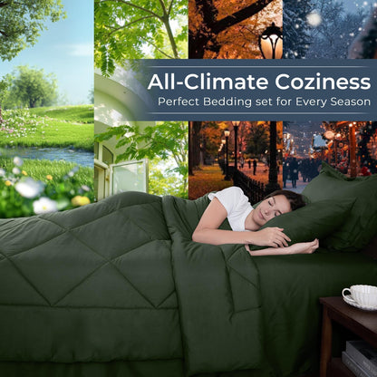 Comforter Set 7 Piece Bed in a Bag All Season Down Alternative Bedding