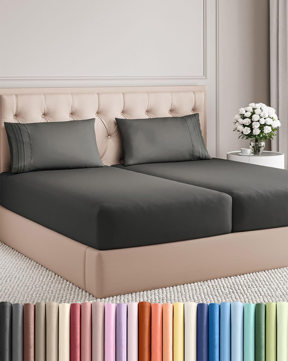 Cooling Sheet Set 4 Piece Ultra Soft Deep Pocket Breathable Bedding