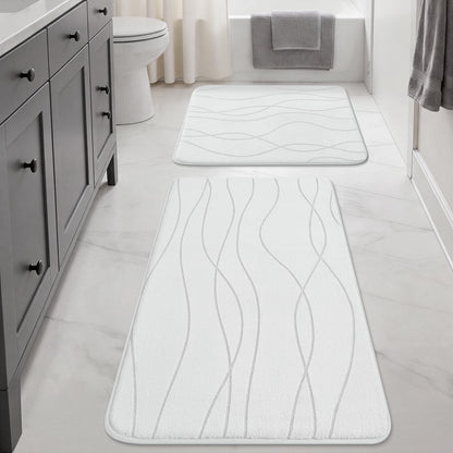 Memory Foam Bath Rug Set Non Slip Absorbent Quick Dry Bathroom Mat
