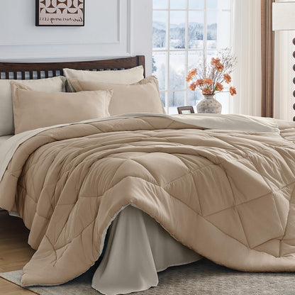 Comforter Set 7 Piece Bed in a Bag All Season Down Alternative Bedding