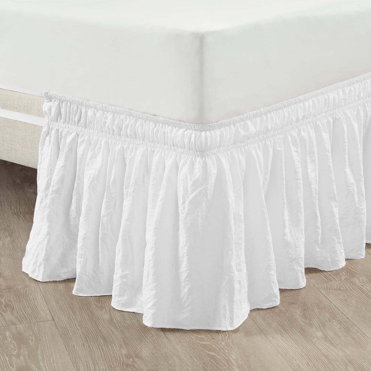 Ruched Ruffle Bed Skirt Elastic Wrap Around Bedding Dust Ruffle