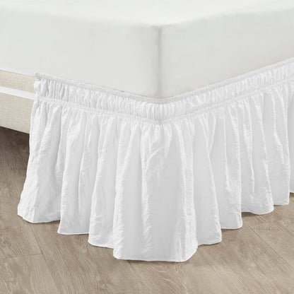 Ruched Ruffle Bed Skirt Elastic Wrap Around Bedding Dust Ruffle
