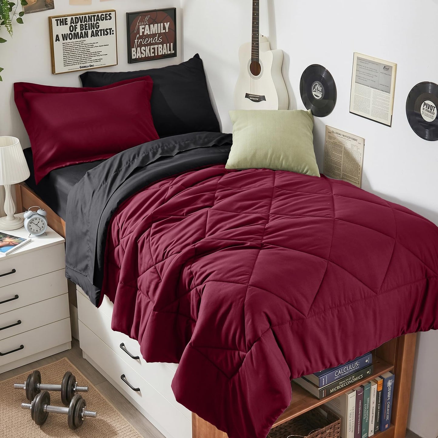 Comforter Set 7 Piece Bed in a Bag All Season Down Alternative Bedding