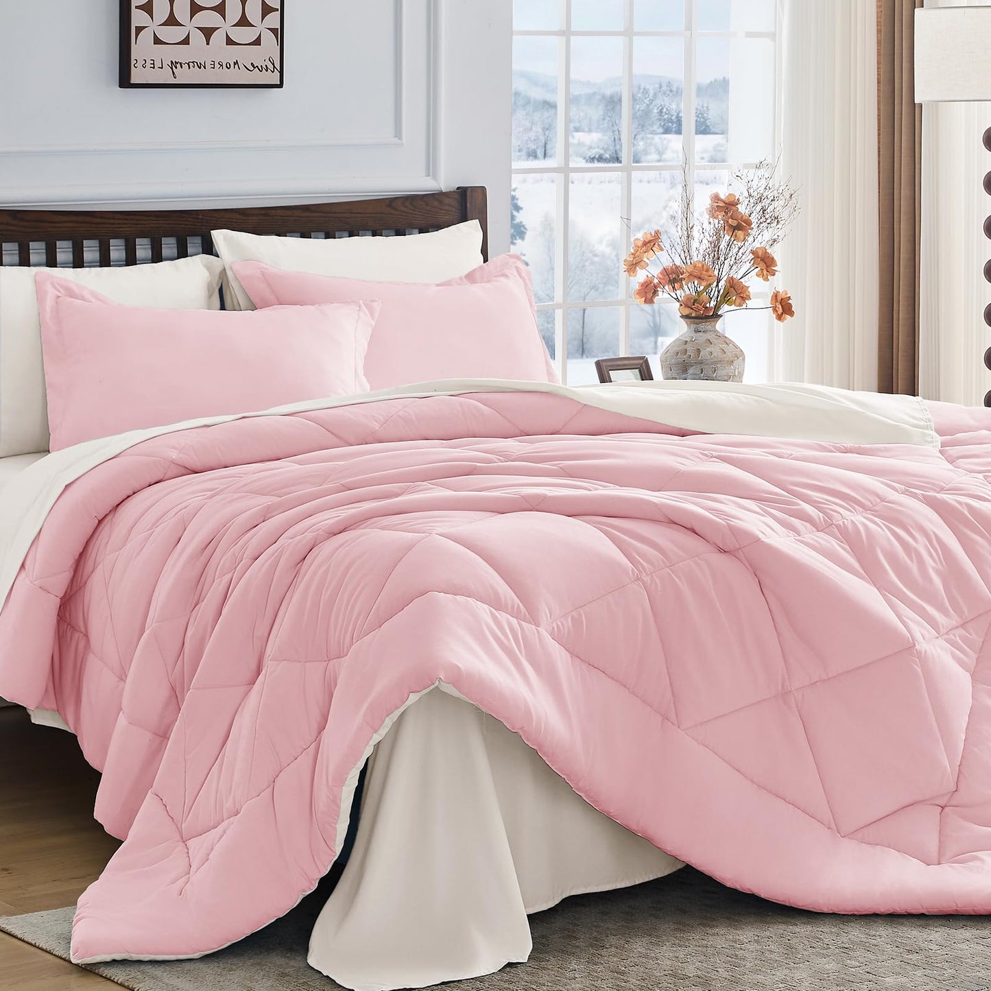 Comforter Set 7 Piece Bed in a Bag All Season Down Alternative Bedding