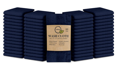 Cotton Washcloth Set 24 Pack Soft Absorbent Face Towels Ring Spun 12x12