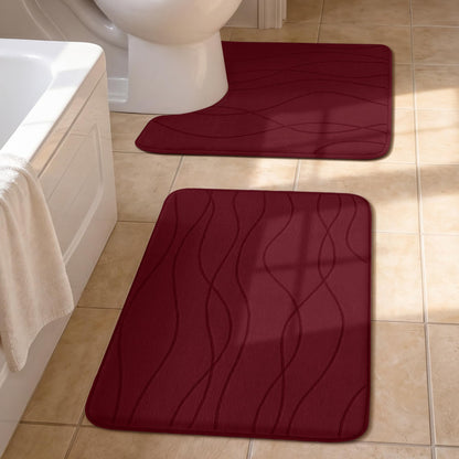 Memory Foam Bath Rug Set Non Slip Absorbent Quick Dry Bathroom Mat