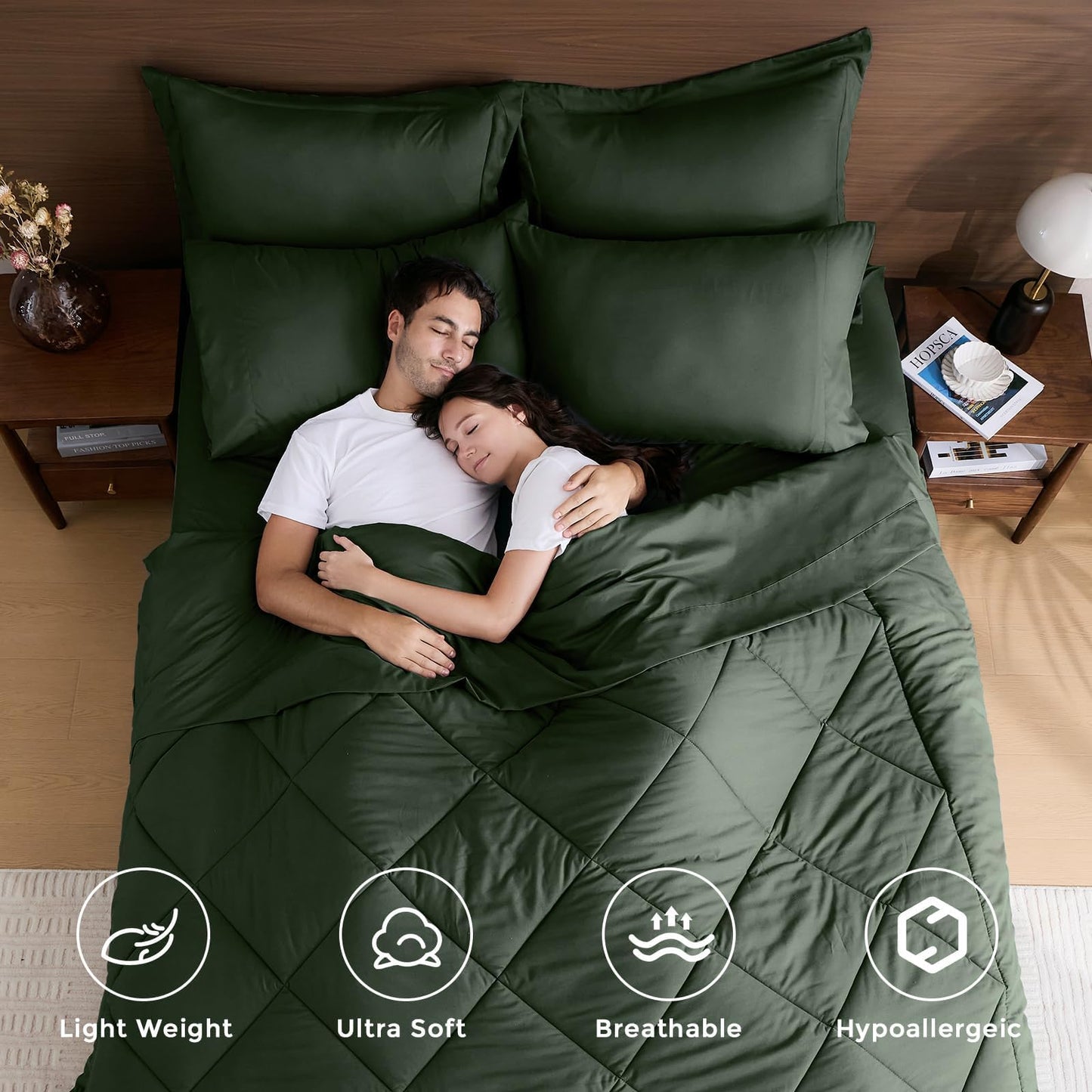 Comforter Set 7 Piece Bed in a Bag All Season Down Alternative Bedding