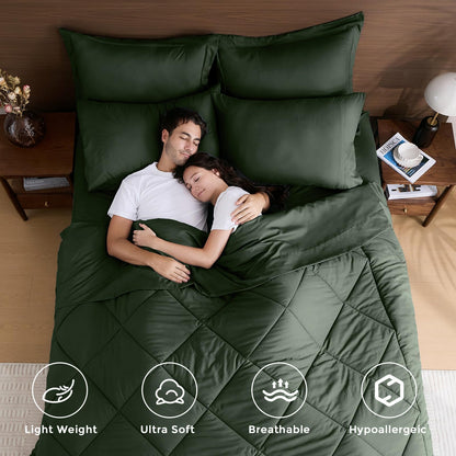 Comforter Set 7 Piece Bed in a Bag All Season Down Alternative Bedding