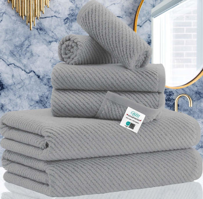 Cotton Bath Towel Set 6 Piece Soft Quick Dry Bathroom Towels Large Gift Set