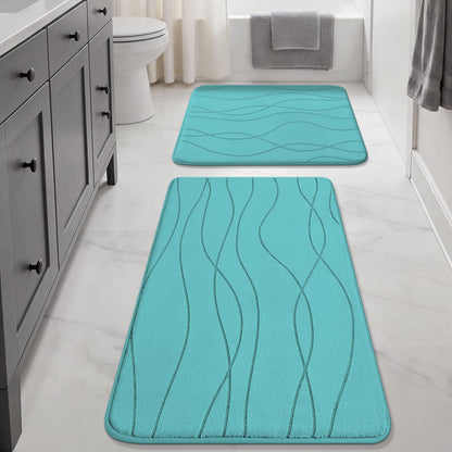 Memory Foam Bath Rug Set Non Slip Absorbent Quick Dry Bathroom Mat