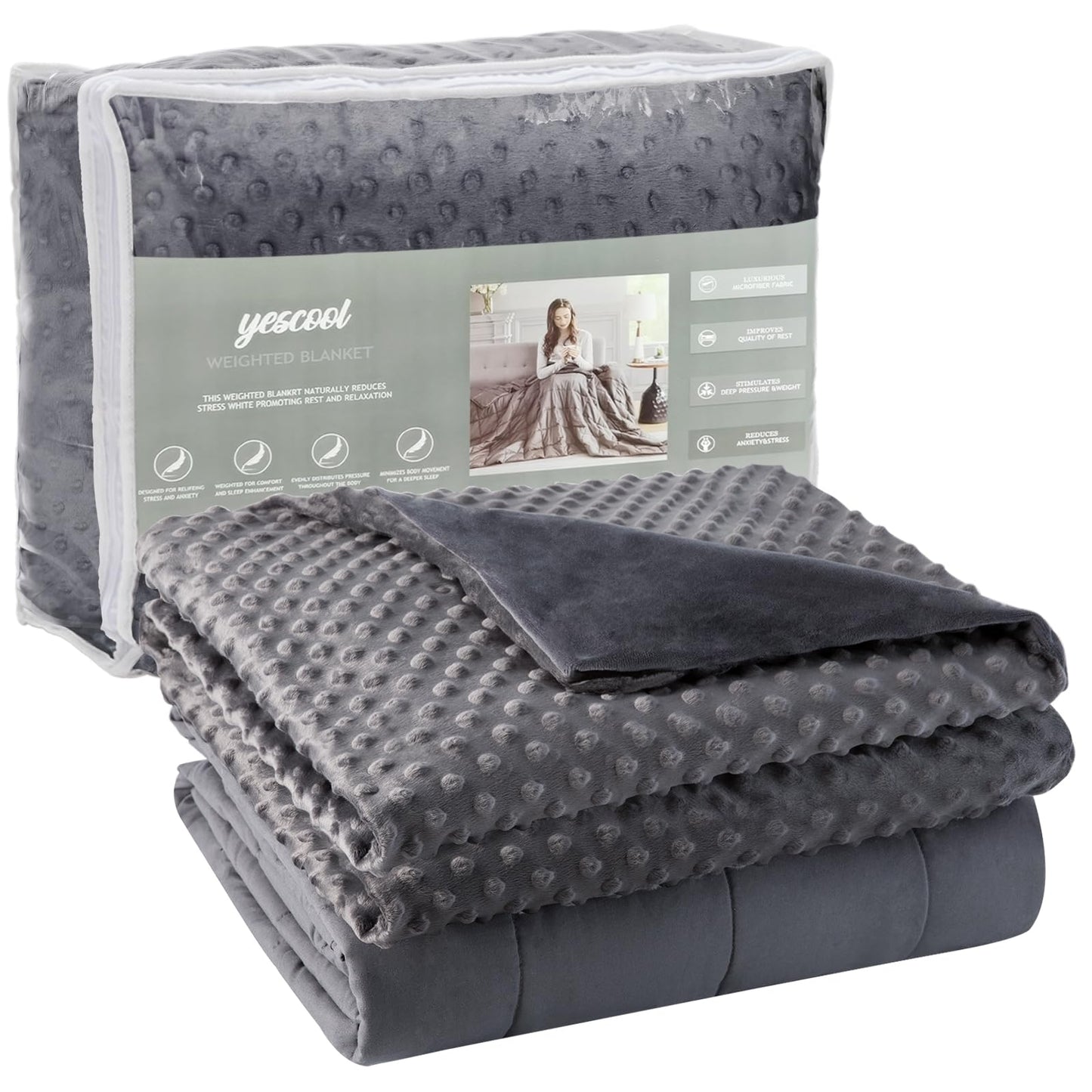 Cooling Weighted Blanket Microfiber Glass Bead Machine Washable Heavy Blanket
