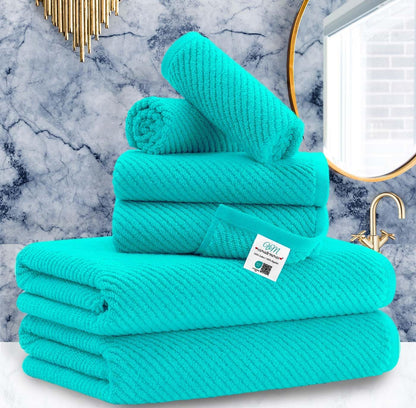 Cotton Bath Towel Set 6 Piece Soft Quick Dry Bathroom Towels Large Gift Set