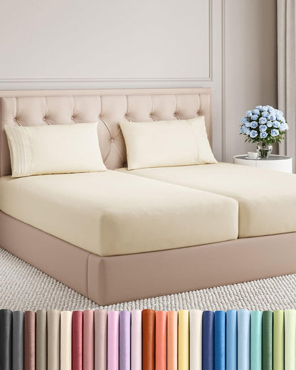Cooling Sheet Set 4 Piece Ultra Soft Deep Pocket Breathable Bedding