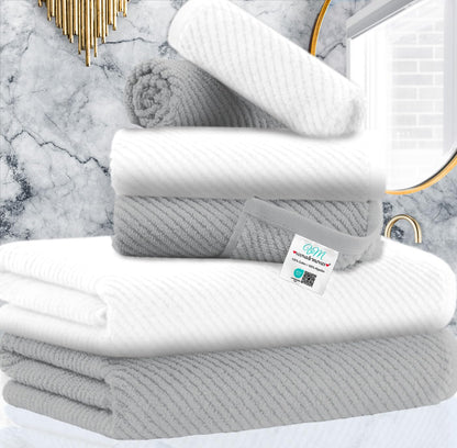 Cotton Bath Towel Set 6 Piece Soft Quick Dry Bathroom Towels Large Gift Set