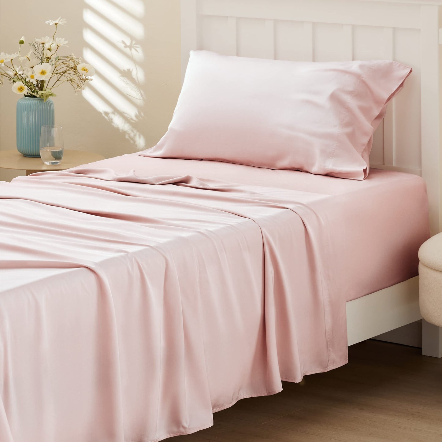 Bamboo Cooling Sheet Set Deep Pocket Silky Breathable Hotel Luxury Bedding