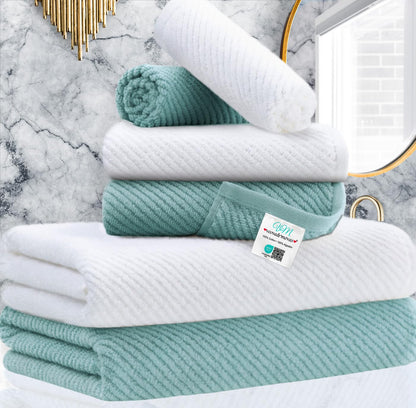 Cotton Bath Towel Set 6 Piece Soft Quick Dry Bathroom Towels Large Gift Set