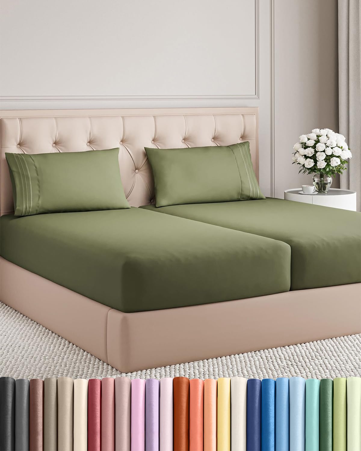 Cooling Sheet Set 4 Piece Ultra Soft Deep Pocket Breathable Bedding