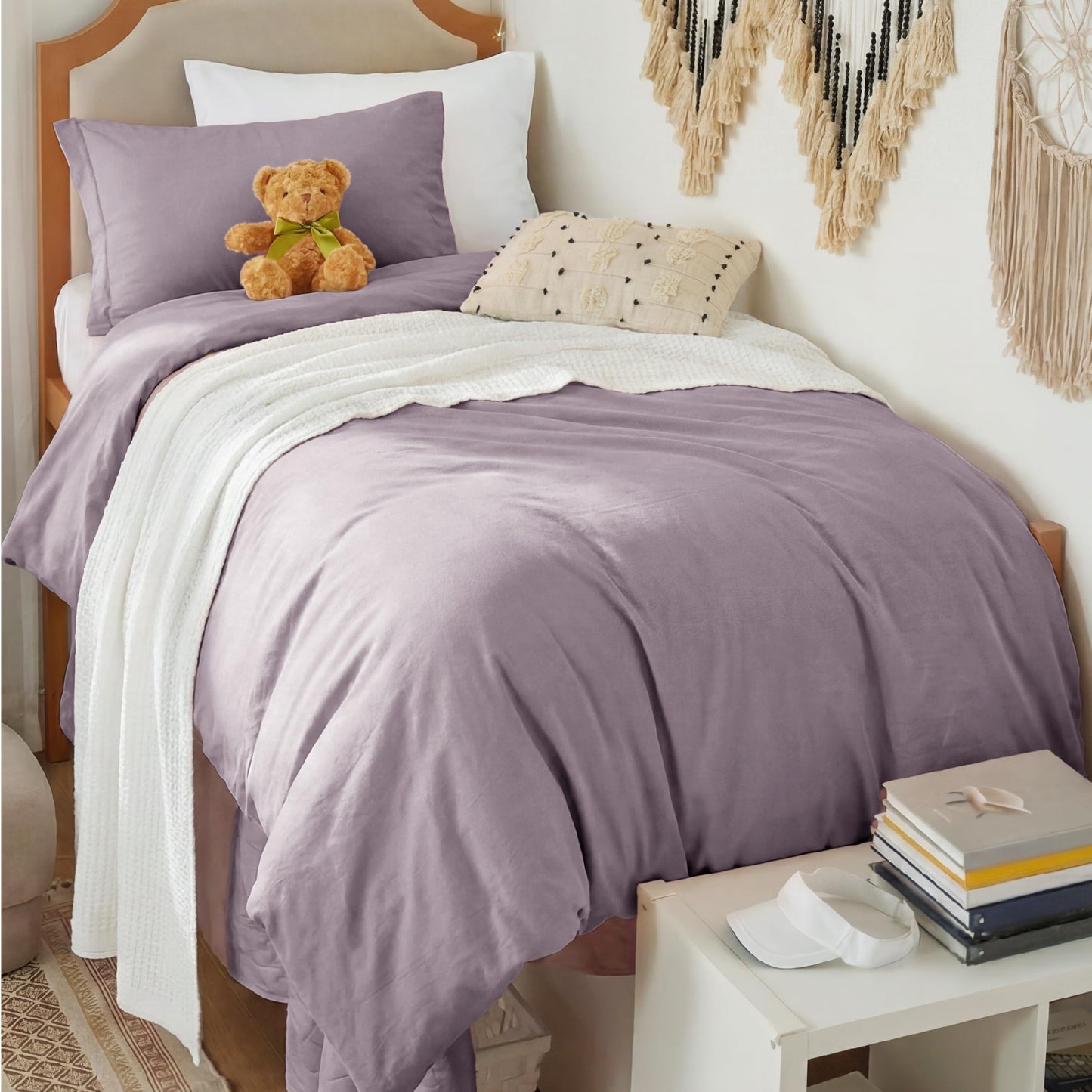 Soft Prewashed Duvet Cover Set Zipper Closure Pillow Covers Lightweight Bedding