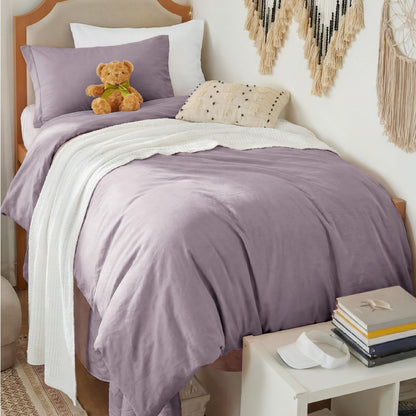 Soft Prewashed Duvet Cover Set Zipper Closure Pillow Covers Lightweight Bedding