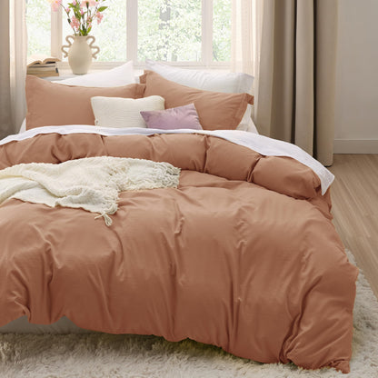 Soft Prewashed Duvet Cover Set Zipper Closure Pillow Covers Lightweight Bedding