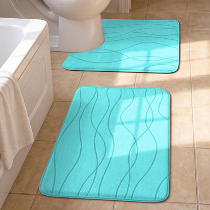 Memory Foam Bath Rug Set Non Slip Absorbent Quick Dry Bathroom Mat