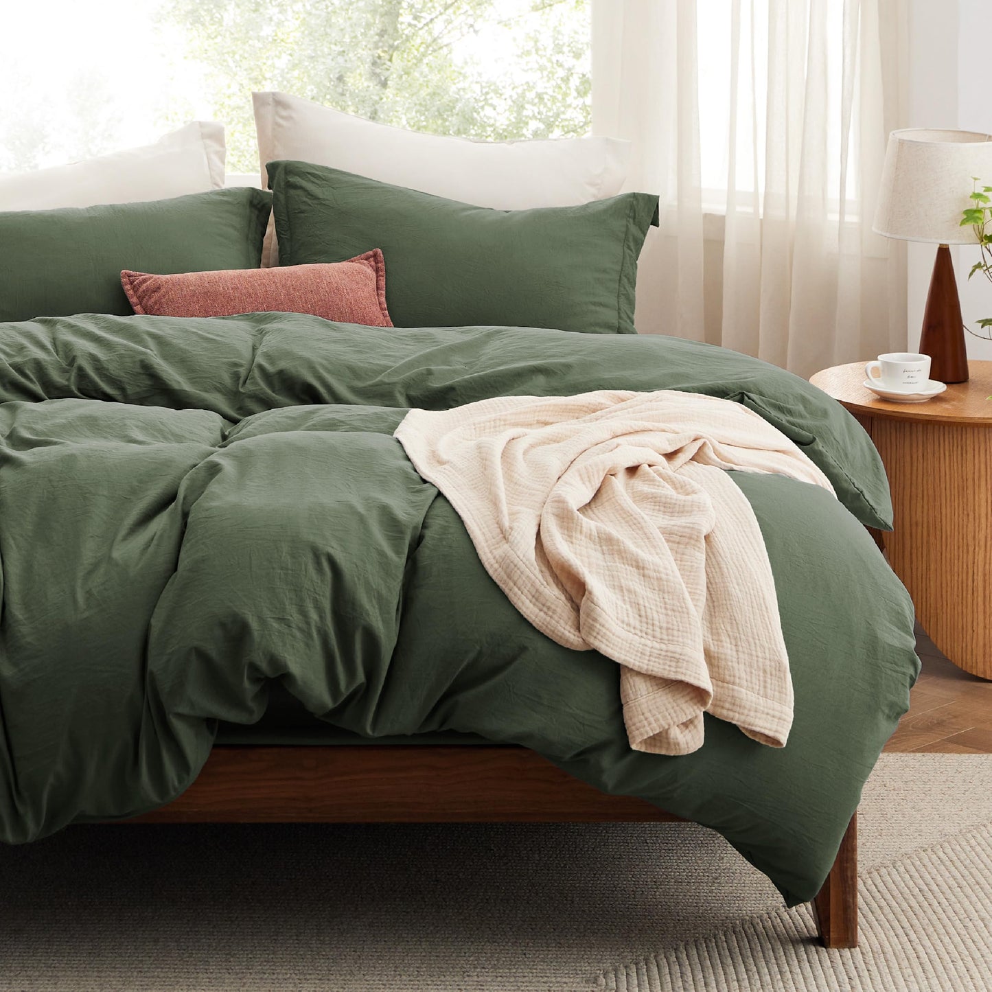 Soft Prewashed Duvet Cover Set Zipper Closure Pillow Covers Lightweight Bedding