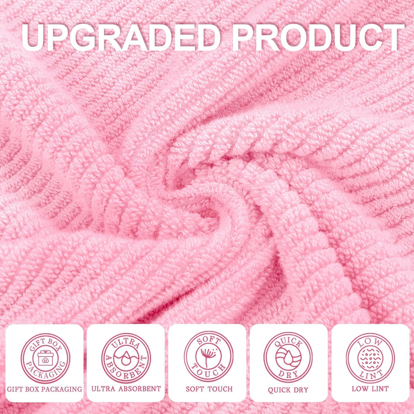 Cotton Bath Towel Set 6 Piece Soft Quick Dry Bathroom Towels Large Gift Set