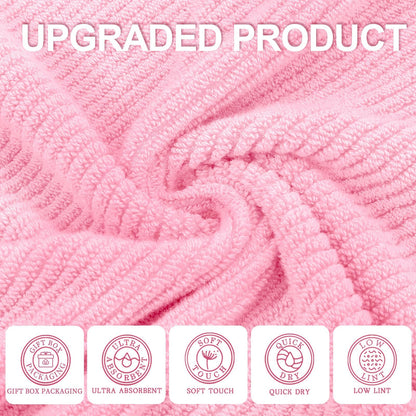 Cotton Bath Towel Set 6 Piece Soft Quick Dry Bathroom Towels Large Gift Set