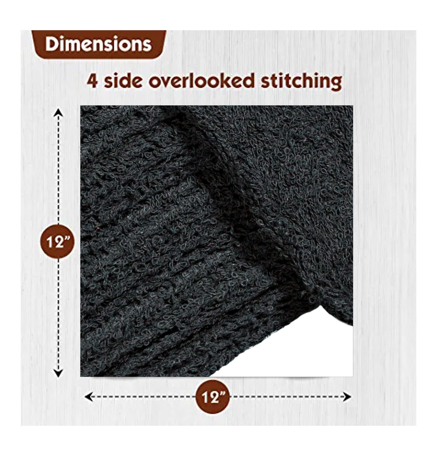 Cotton Washcloth Set 400 GSM Soft Face Body Towels 12x12 12 Pack