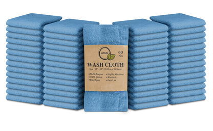 Cotton Washcloth Set 24 Pack Soft Absorbent Face Towels Ring Spun 12x12