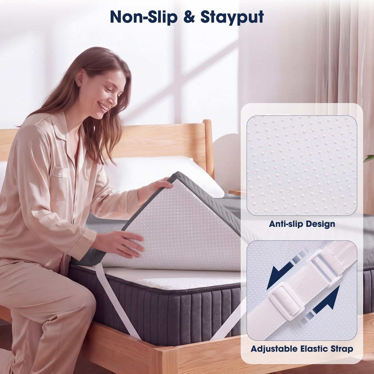 VALUXE Gel Memory Foam Mattress Topper with Washable Cover