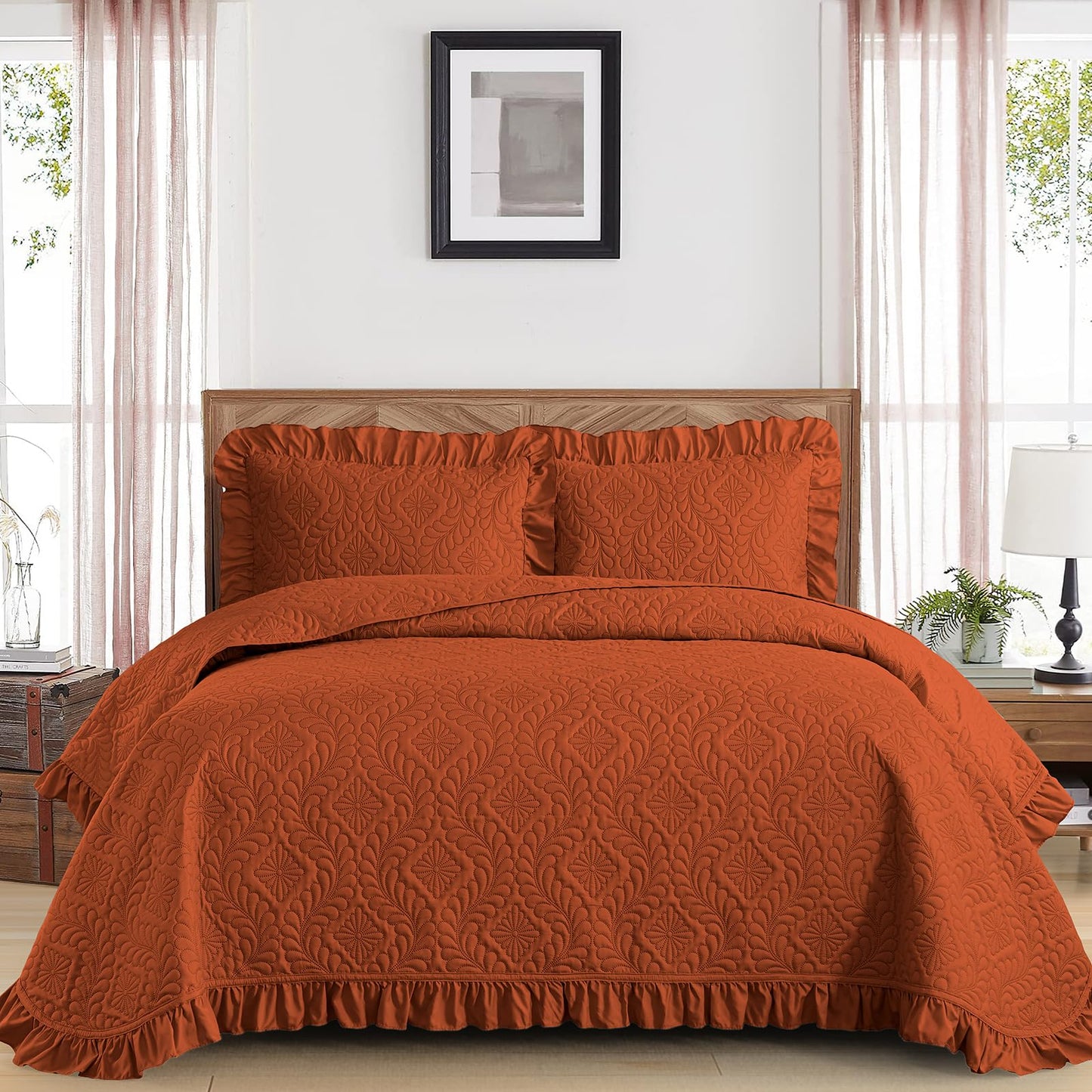 DJY Quilt Set Paisley Bedspread Soft Microfiber Bedding Set for All Season