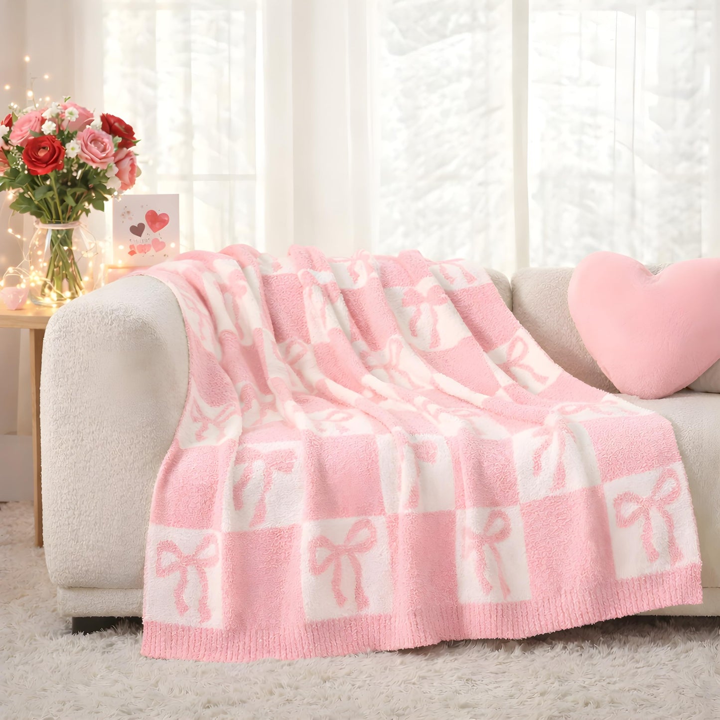 Checkered Microfiber Throw Blanket Soft Couch Sofa Bed Decorative Blanket