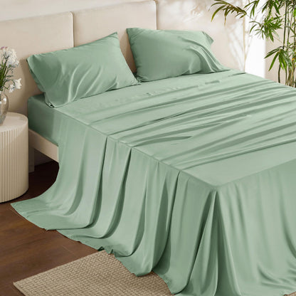 Bamboo Cooling Sheet Set Deep Pocket Silky Breathable Hotel Luxury Bedding