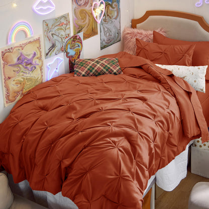 Pintuck Comforter Set Bed in a Bag 7 Piece All Season Bedding