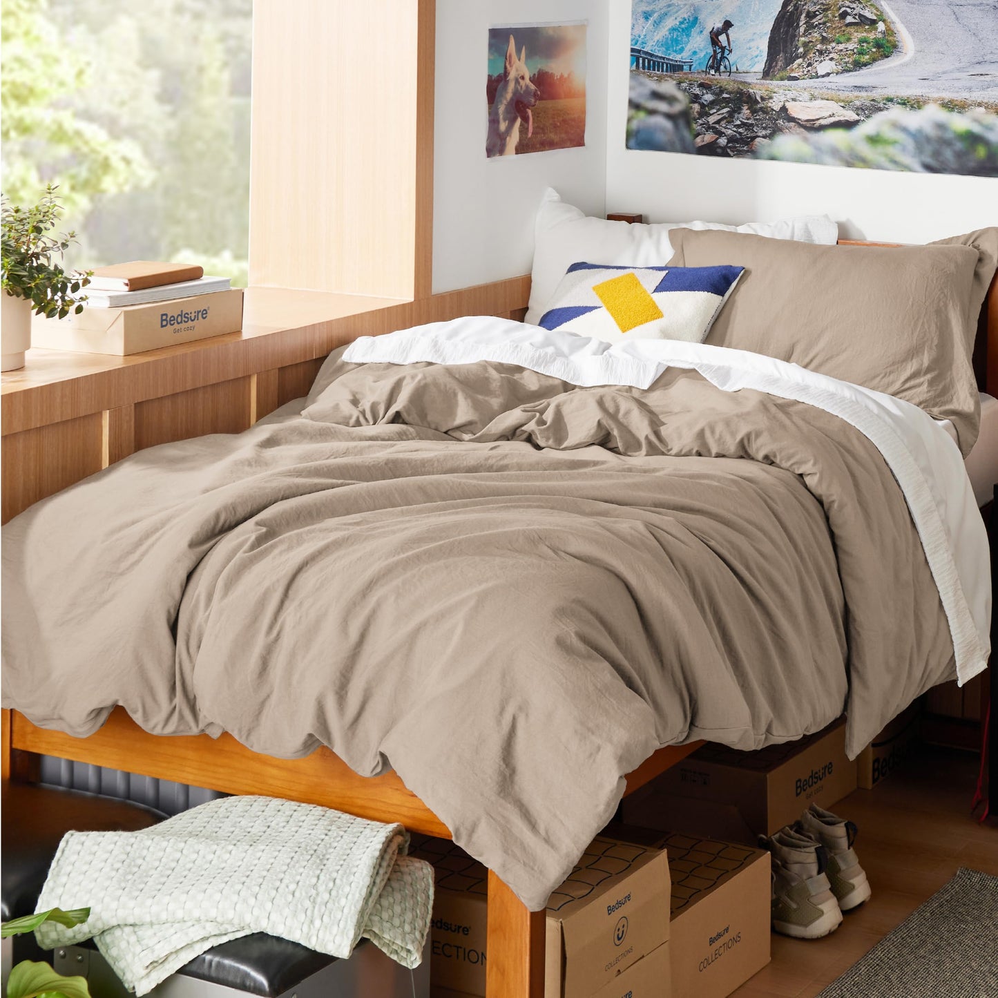Soft Prewashed Duvet Cover Set Zipper Closure Pillow Covers Lightweight Bedding