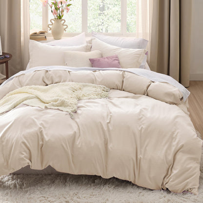 Soft Prewashed Duvet Cover Set Zipper Closure Pillow Covers Lightweight Bedding