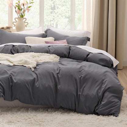 Soft Prewashed Duvet Cover Set Zipper Closure Pillow Covers Lightweight Bedding
