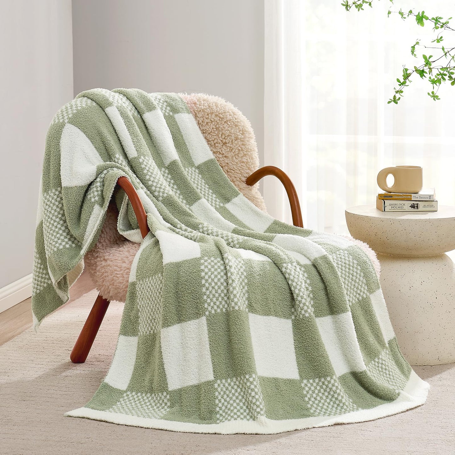 Checkered Microfiber Throw Blanket Soft Couch Sofa Bed Decorative Blanket