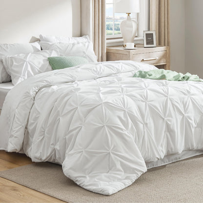 Pintuck Comforter Set Bed in a Bag 7 Piece All Season Bedding