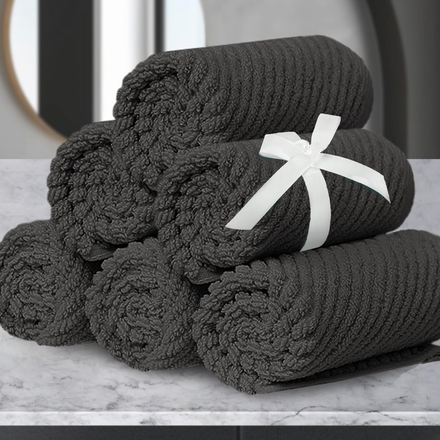 Cotton Bath Towel Set 6 Piece Soft Quick Dry Bathroom Towels Large Gift Set