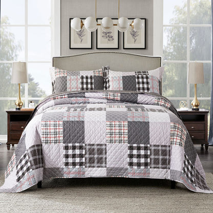Floral Quilt Set 3 Piece Oversized Bedspread Coverlet Set Lightweight Bedding