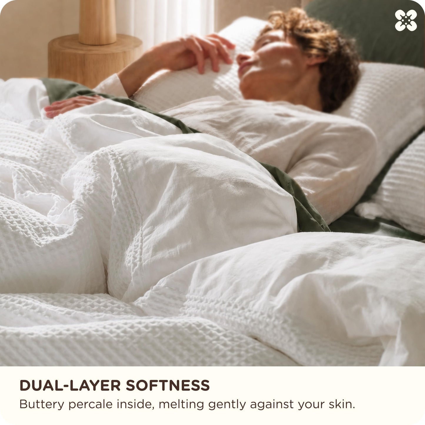 Cotton Waffle Weave Duvet Cover Set 100% Breathable All Season Bedding