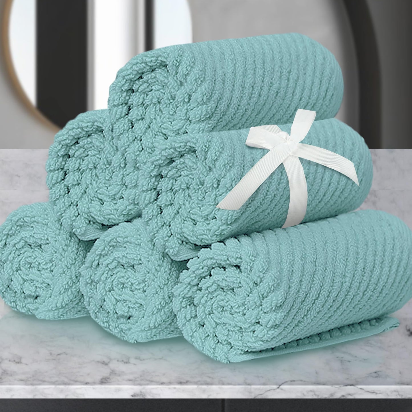 Cotton Bath Towel Set 6 Piece Soft Quick Dry Bathroom Towels Large Gift Set